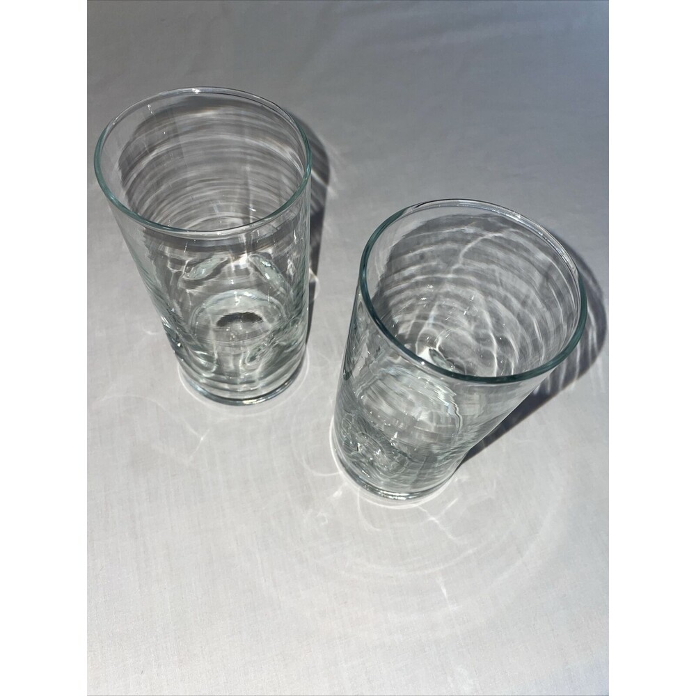 Crisa Libbey Impressions Clear Glass Tumblers Sz  3” Wide 6” Tall Set Of 2 16 Oz